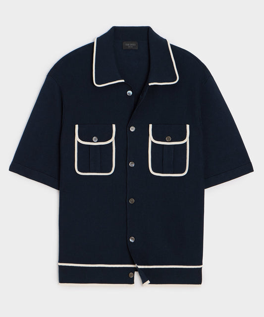 Todd Snyder Wynwood Sweater Polo in Tipped Navy Navy