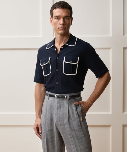 Todd Snyder Wynwood Sweater Polo in Tipped Navy Navy