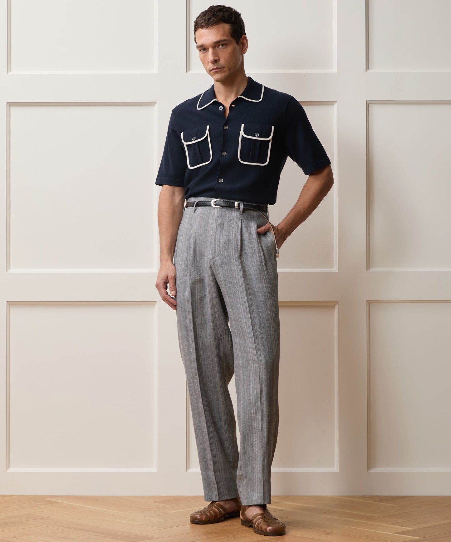 Todd Snyder Wynwood Sweater Polo in Tipped Navy Navy