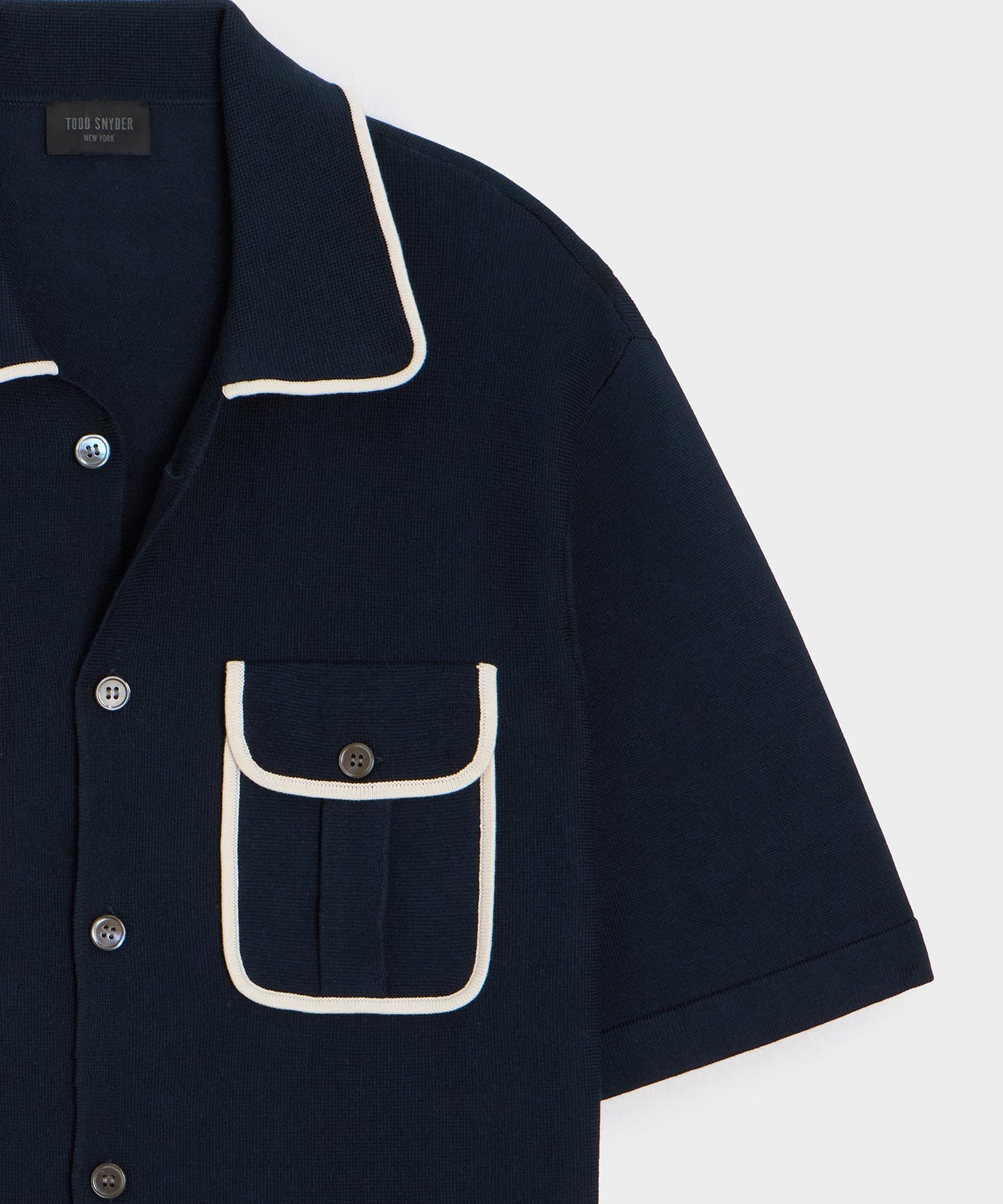 Todd Snyder Wynwood Sweater Polo in Tipped Navy Navy