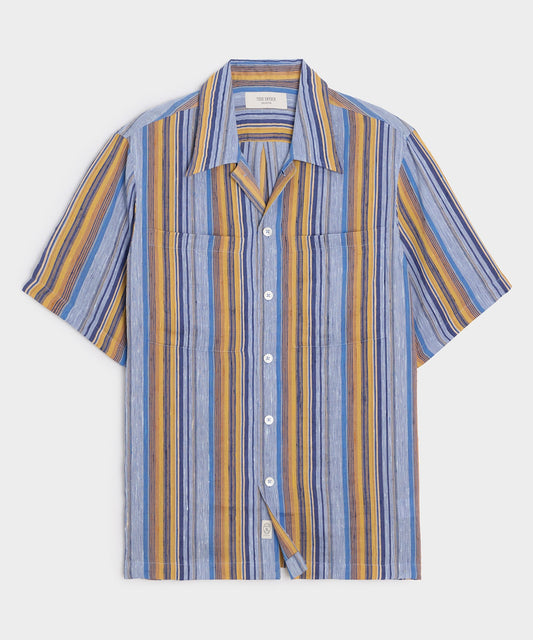 Todd Snyder Italian Multi-Stripe Shirt in Blue Stripe Blue