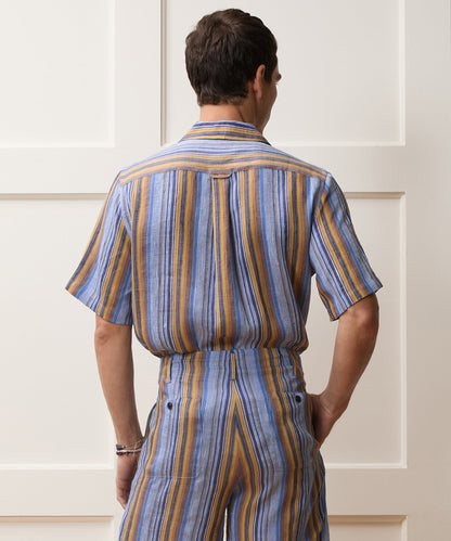 Todd Snyder Italian Multi-Stripe Shirt in Blue Stripe Blue