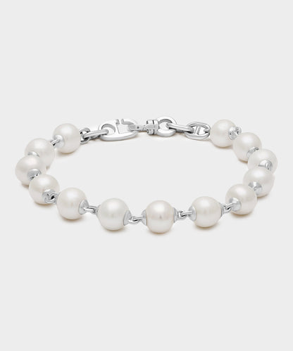 Todd Snyder Maor Sterling Silver Consi Bracelet with White Pearls Silver