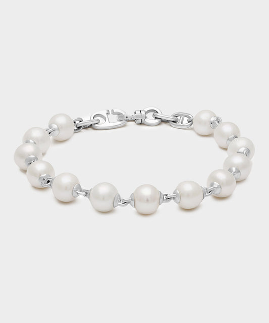 Todd Snyder Maor Sterling Silver Consi Bracelet with White Pearls Silver
