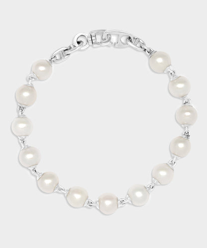 Todd Snyder Maor Sterling Silver Consi Bracelet with White Pearls Silver