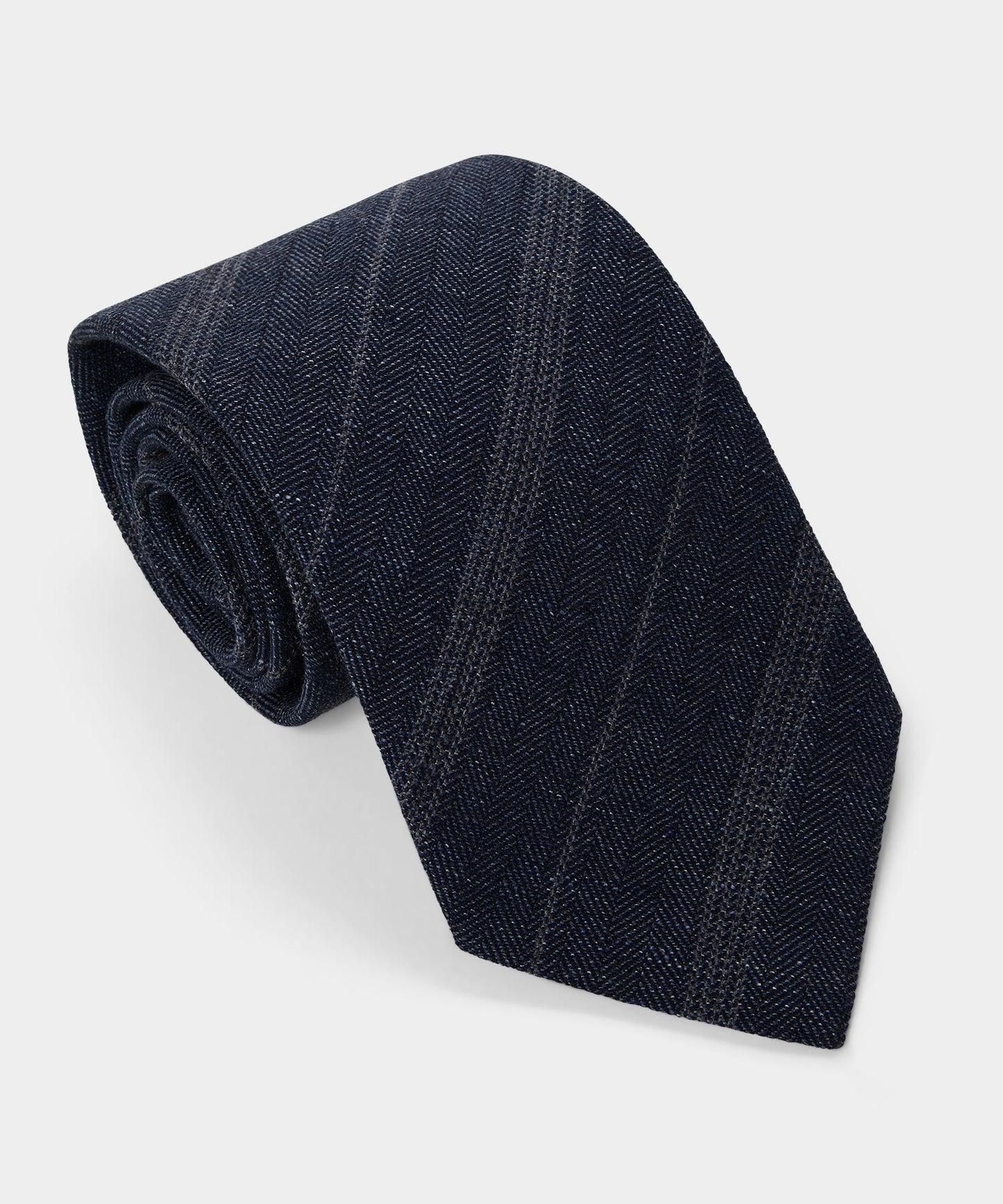 Todd Snyder Italian Wool-Linen Stripe Tie in Navy Stripe Navy