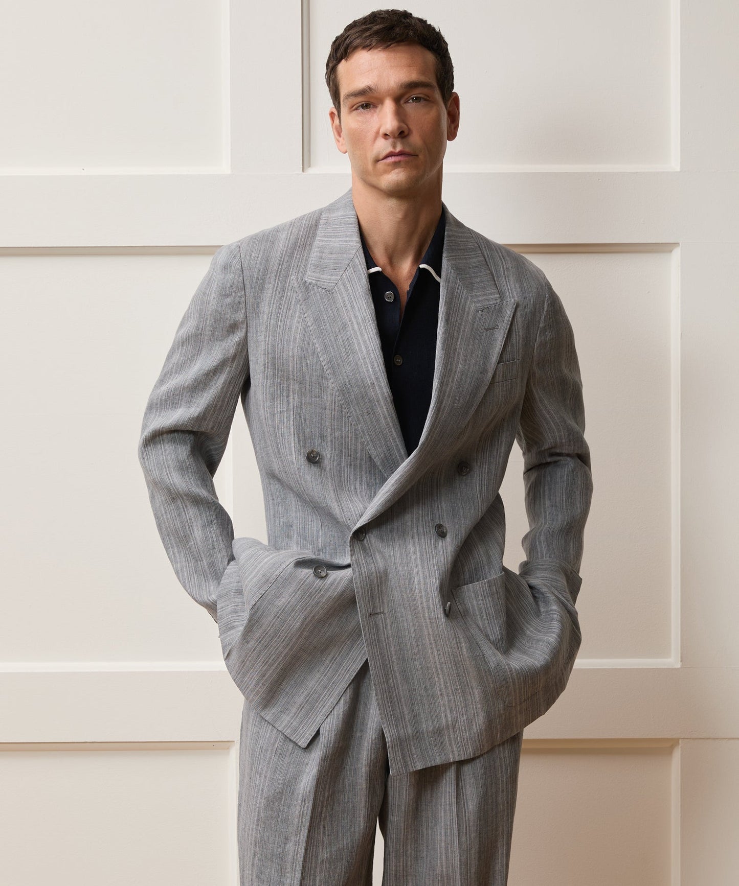 Todd Snyder Italian Multi-Stripe Linen Wythe Jacket in Grey Grey