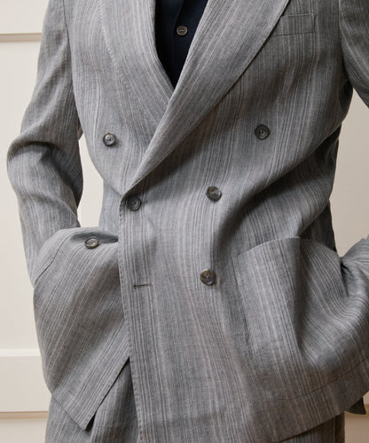Todd Snyder Italian Multi-Stripe Linen Wythe Jacket in Grey Grey