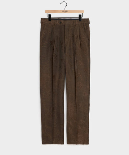 Todd Snyder Italian Linen-Cupro Wythe Trouser in Brown Floral Brown