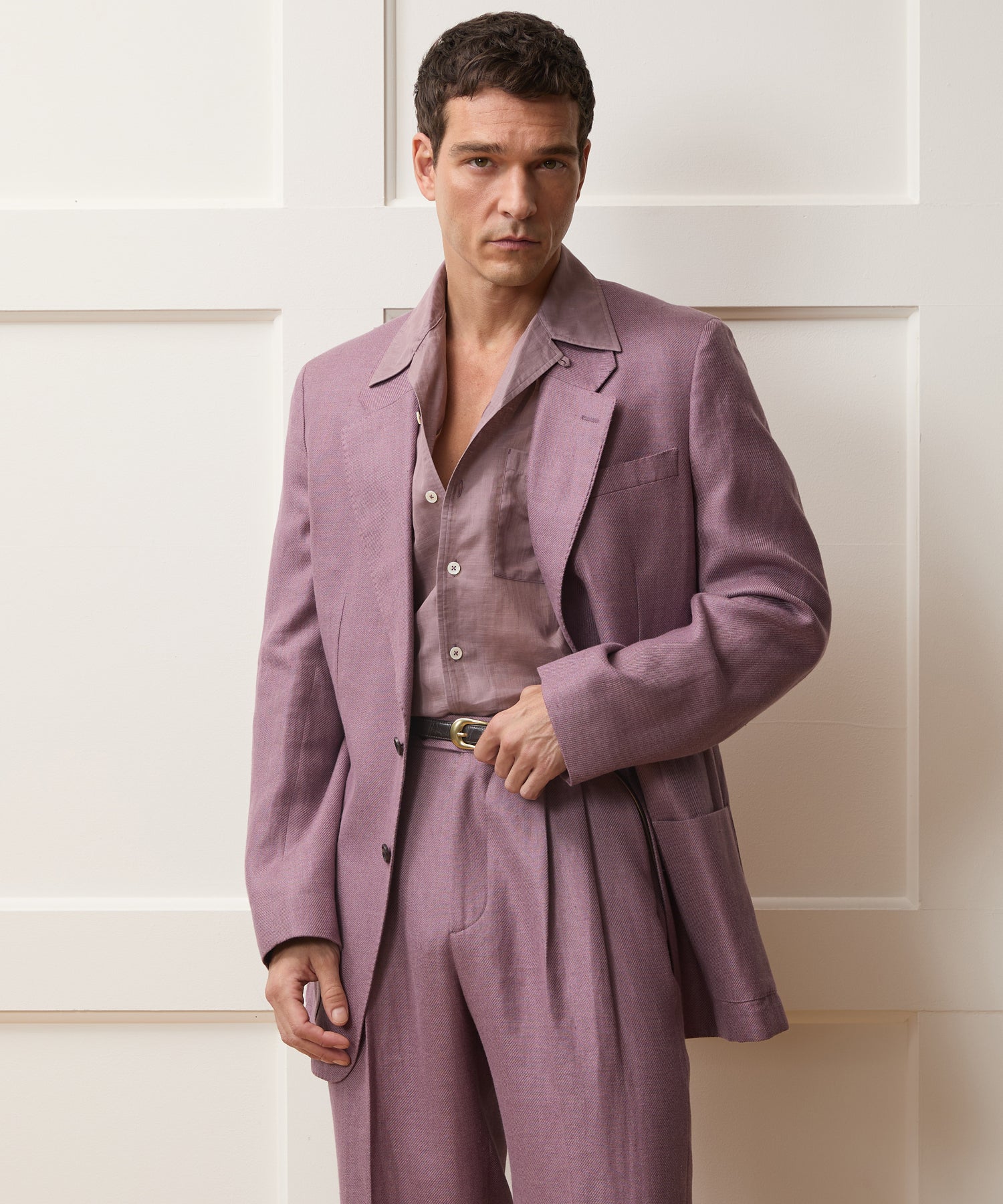 Todd Snyder Italian Linen-Wool Single-Breasted Wythe Jacket in Pink Pink