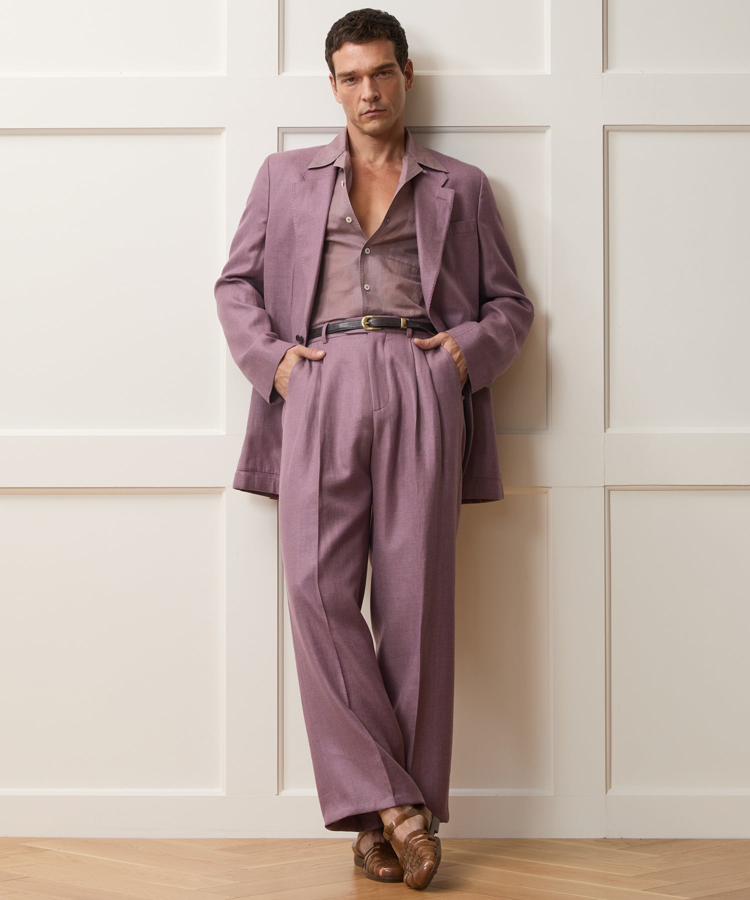 Todd Snyder Italian Linen-Wool Single-Breasted Wythe Jacket in Pink Pink