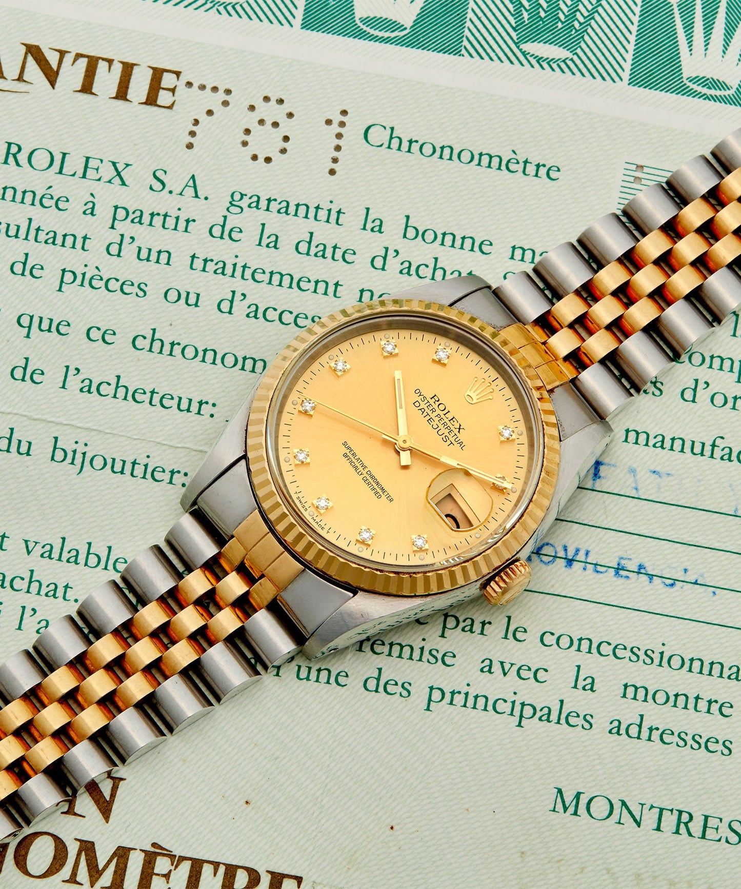 Todd Snyder 1991 Rolex Oyster Perpetual Datejust 2-Tone Diamond Jubilee Watch Gold