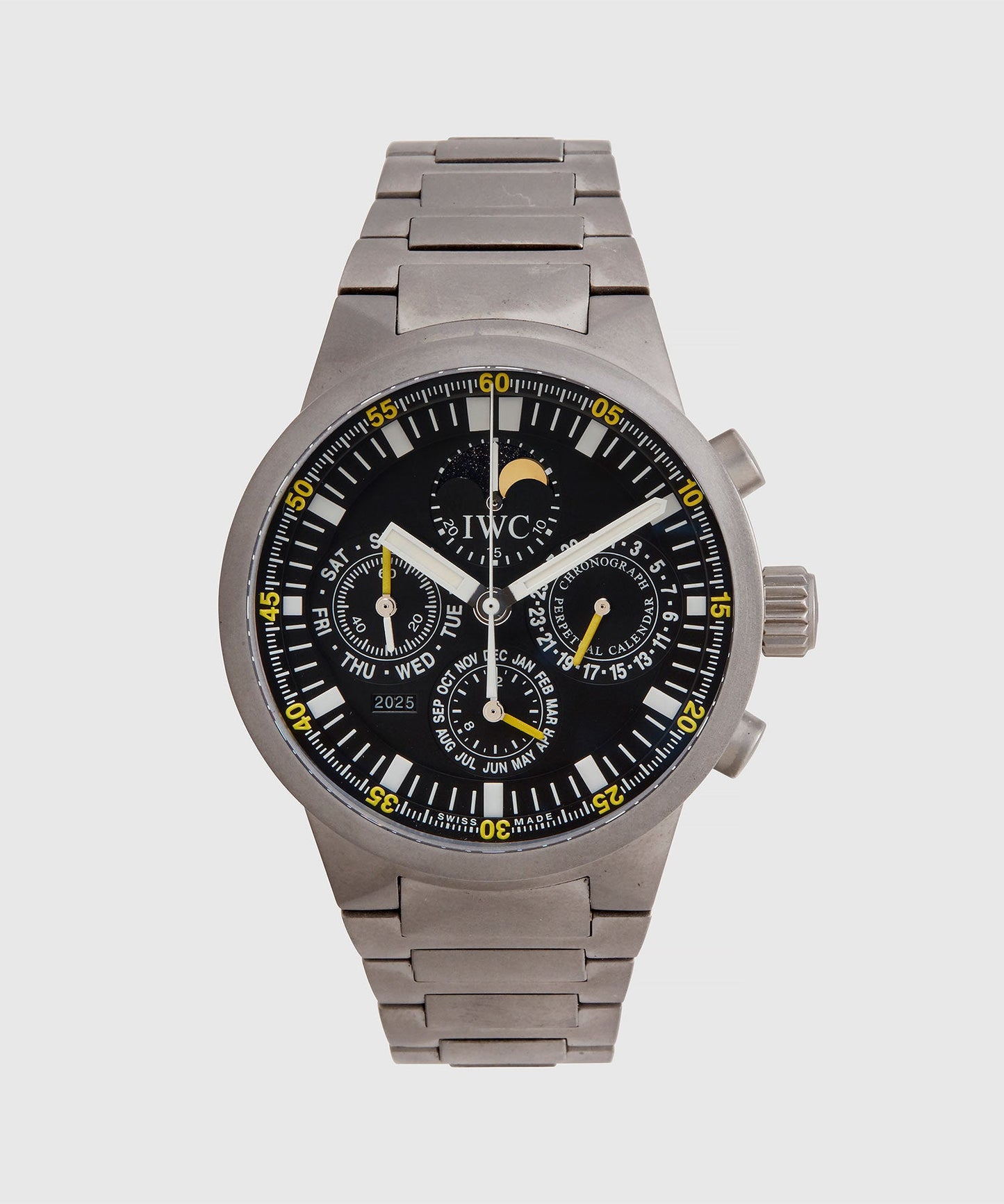 Todd Snyder 2004 IWC Perpetual Calendar Titanium Chronograph Watch Silver