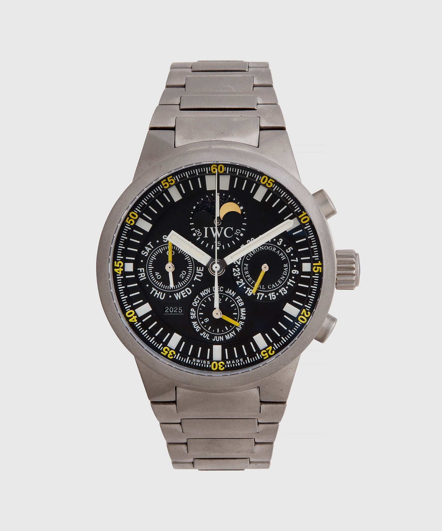 Todd Snyder 2004 IWC Perpetual Calendar Titanium Chronograph Watch Silver