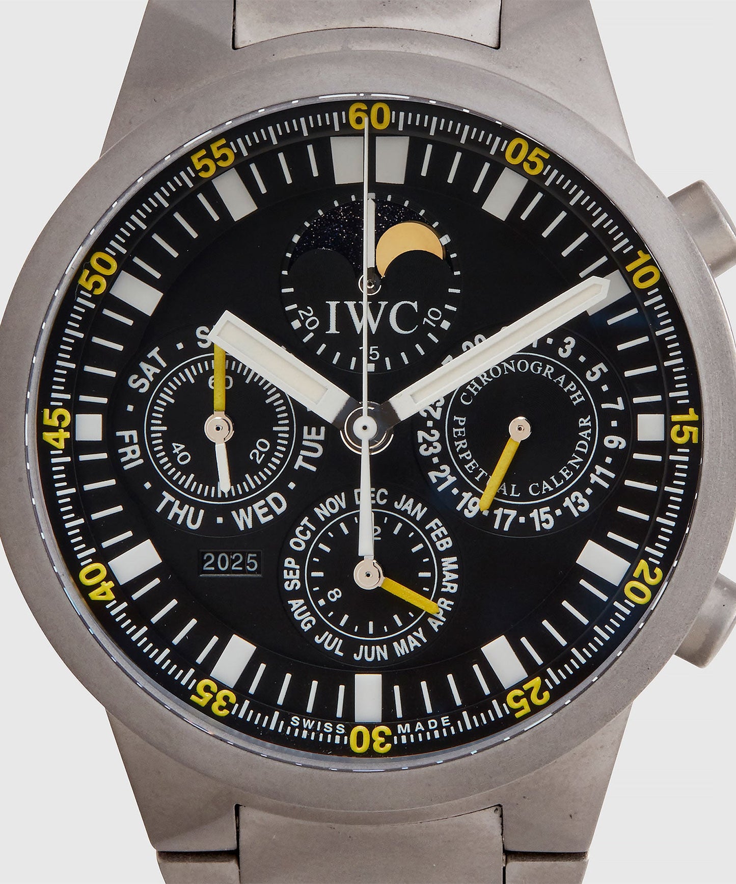 Todd Snyder 2004 IWC Perpetual Calendar Titanium Chronograph Watch Silver