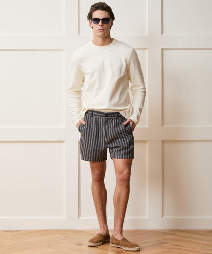 Todd Snyder 5" Linen Beachcomber Short in Black Black