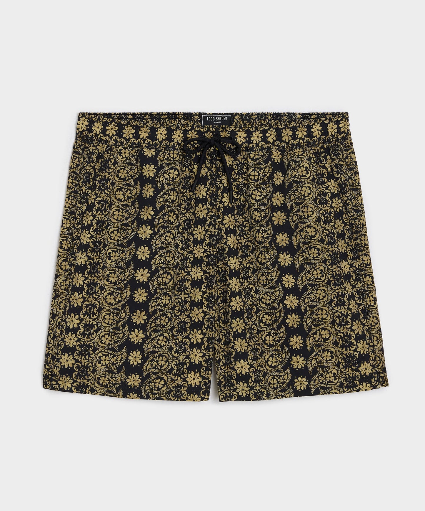 Todd Snyder 5" Montauk Swim Trunk in Black Floral Black