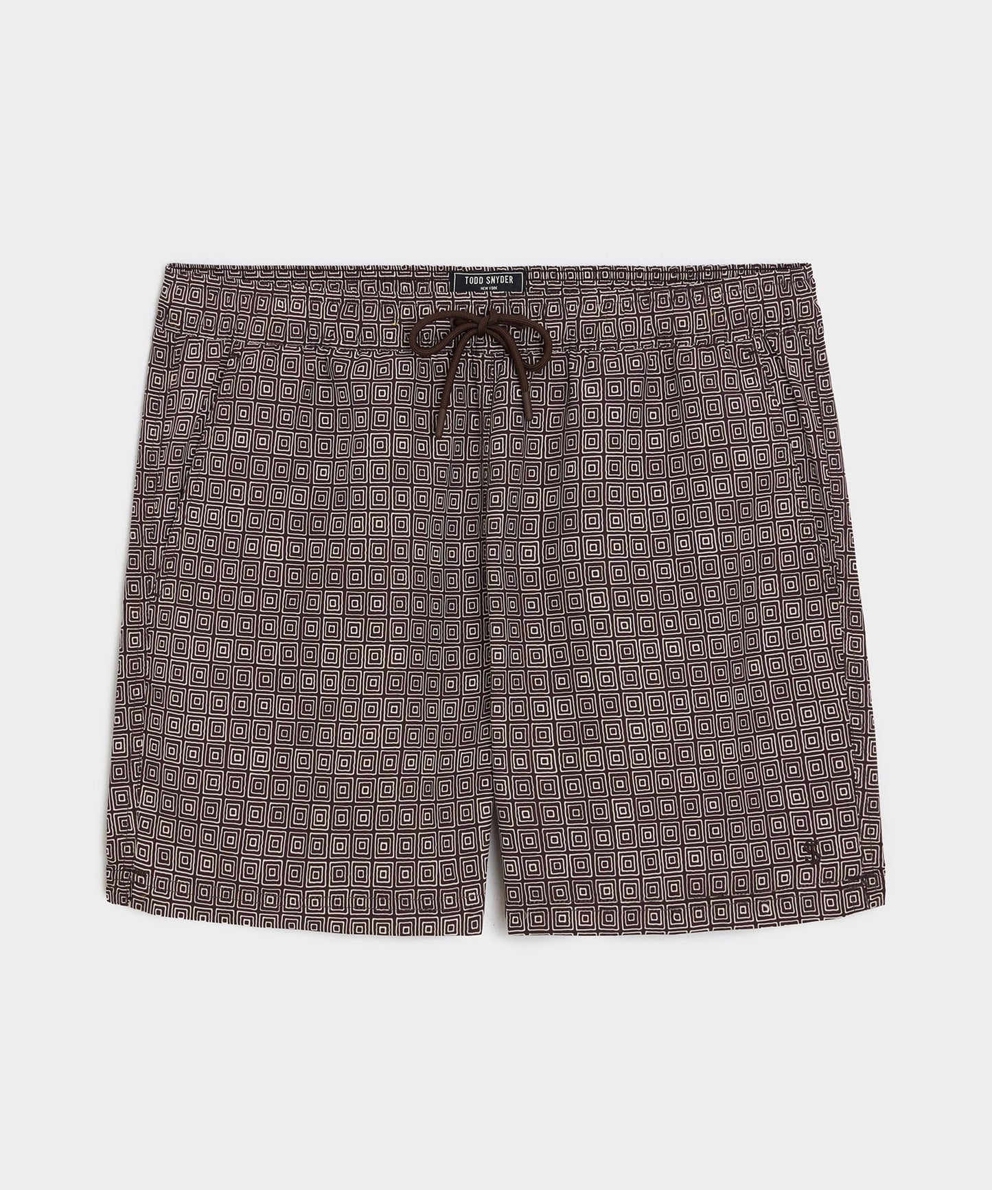 Todd Snyder 5" Montauk Swim Trunk in Brown Geo Brown