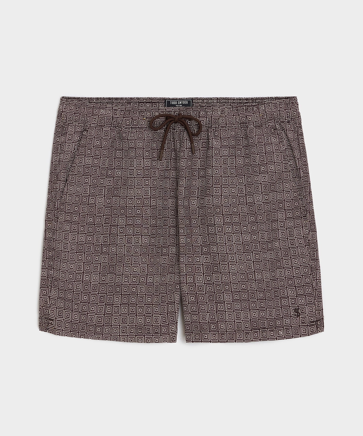 Todd Snyder 5" Montauk Swim Trunk in Brown Geo Brown
