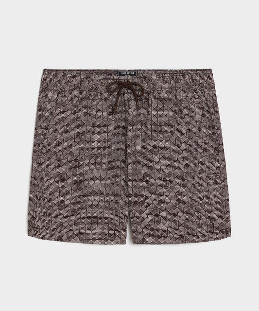 Todd Snyder 5" Montauk Swim Trunk in Brown Geo Brown