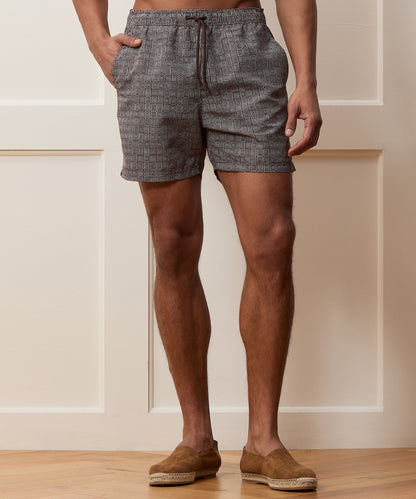 Todd Snyder 5" Montauk Swim Trunk in Brown Geo Brown