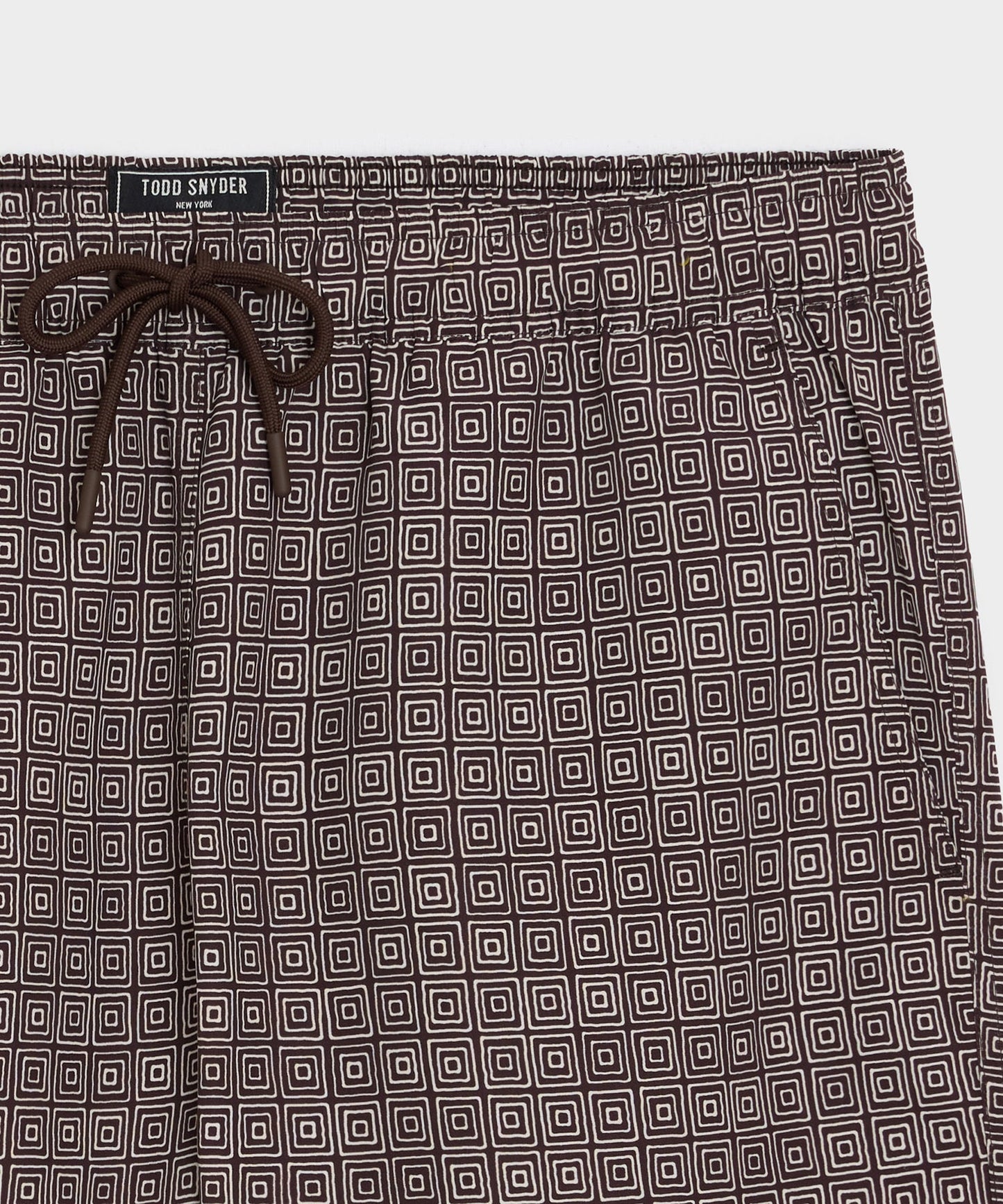 Todd Snyder 5" Montauk Swim Trunk in Brown Geo Brown