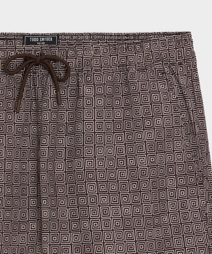Todd Snyder 5" Montauk Swim Trunk in Brown Geo Brown