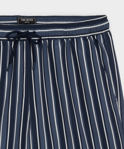 Todd Snyder 5" Montauk Swim Trunk in Navy Stripe Navy