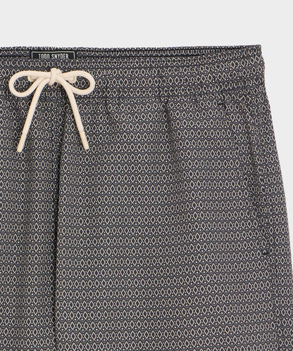 Todd Snyder 5" Montauk Swim Trunk in Black Diamond Black
