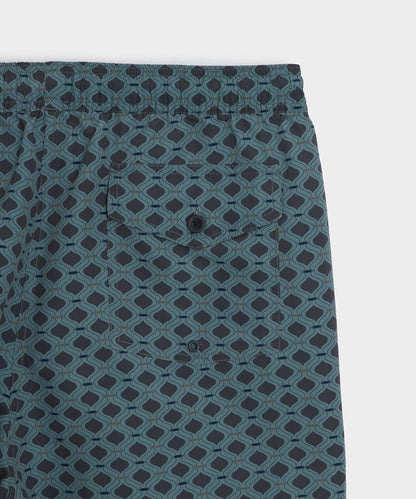 Todd Snyder 5" Montauk Swim Trunk in Navy Geo Navy