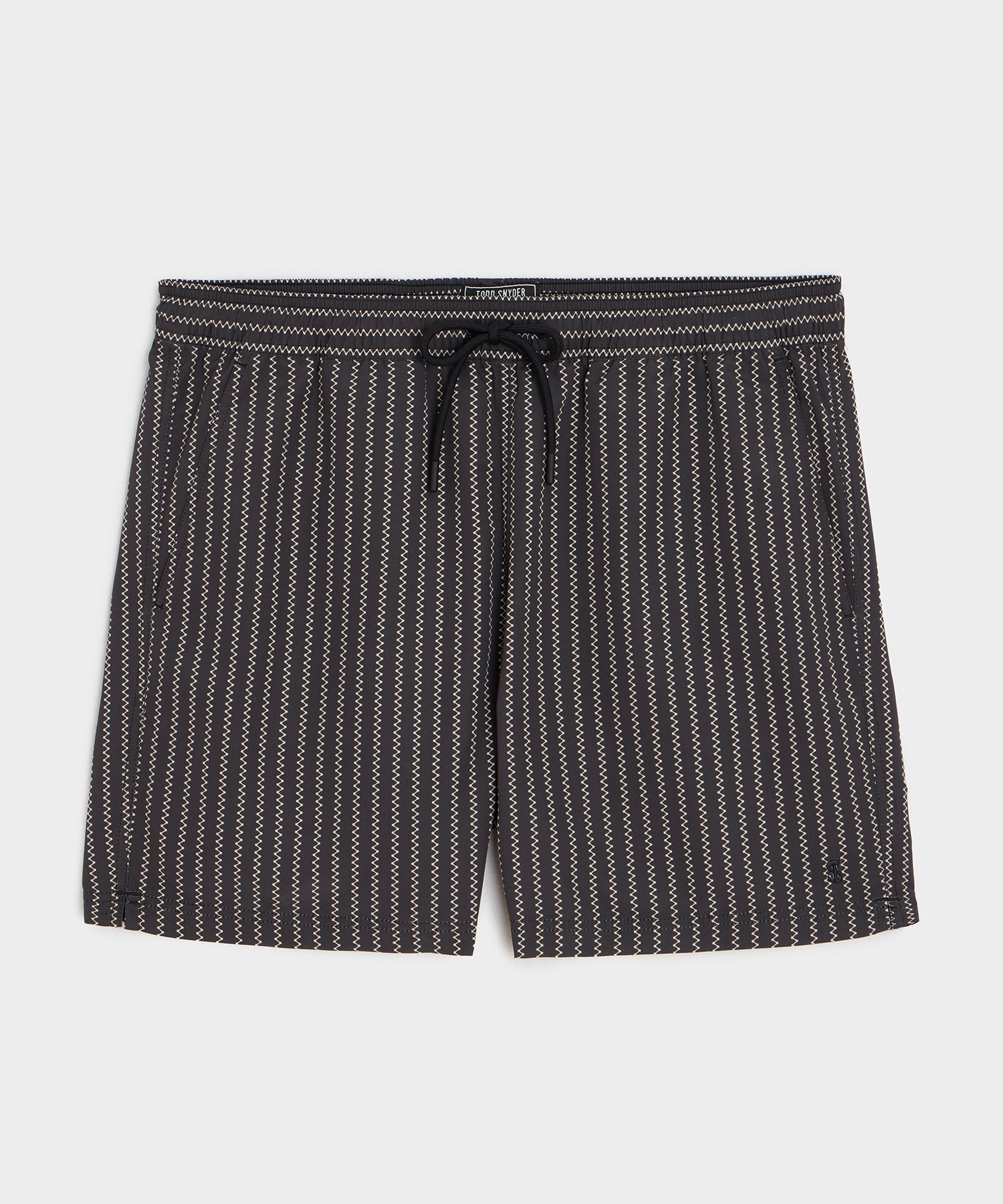 Todd Snyder 5" Montauk Swim Trunk in Black Stripe Black