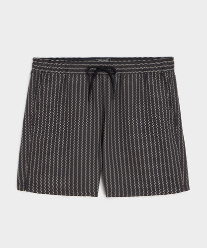 Todd Snyder 5" Montauk Swim Trunk in Black Stripe Black