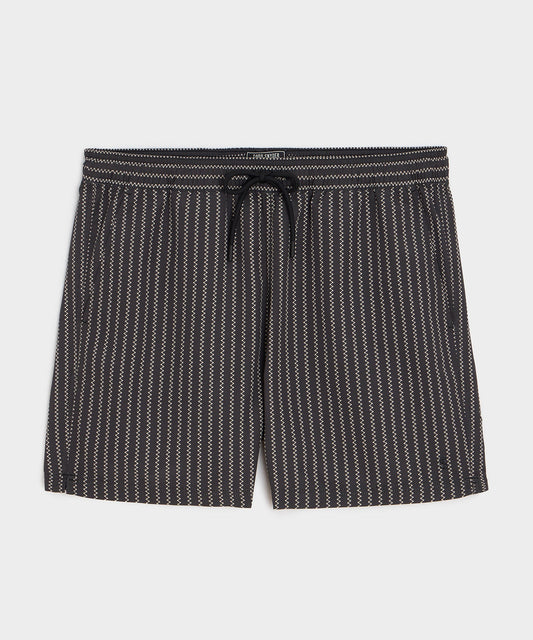Todd Snyder 5" Montauk Swim Trunk in Black Stripe Black