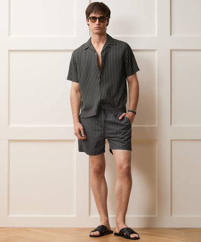 Todd Snyder 5" Montauk Swim Trunk in Black Stripe Black