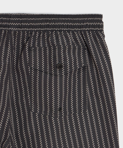 Todd Snyder 5" Montauk Swim Trunk in Black Stripe Black