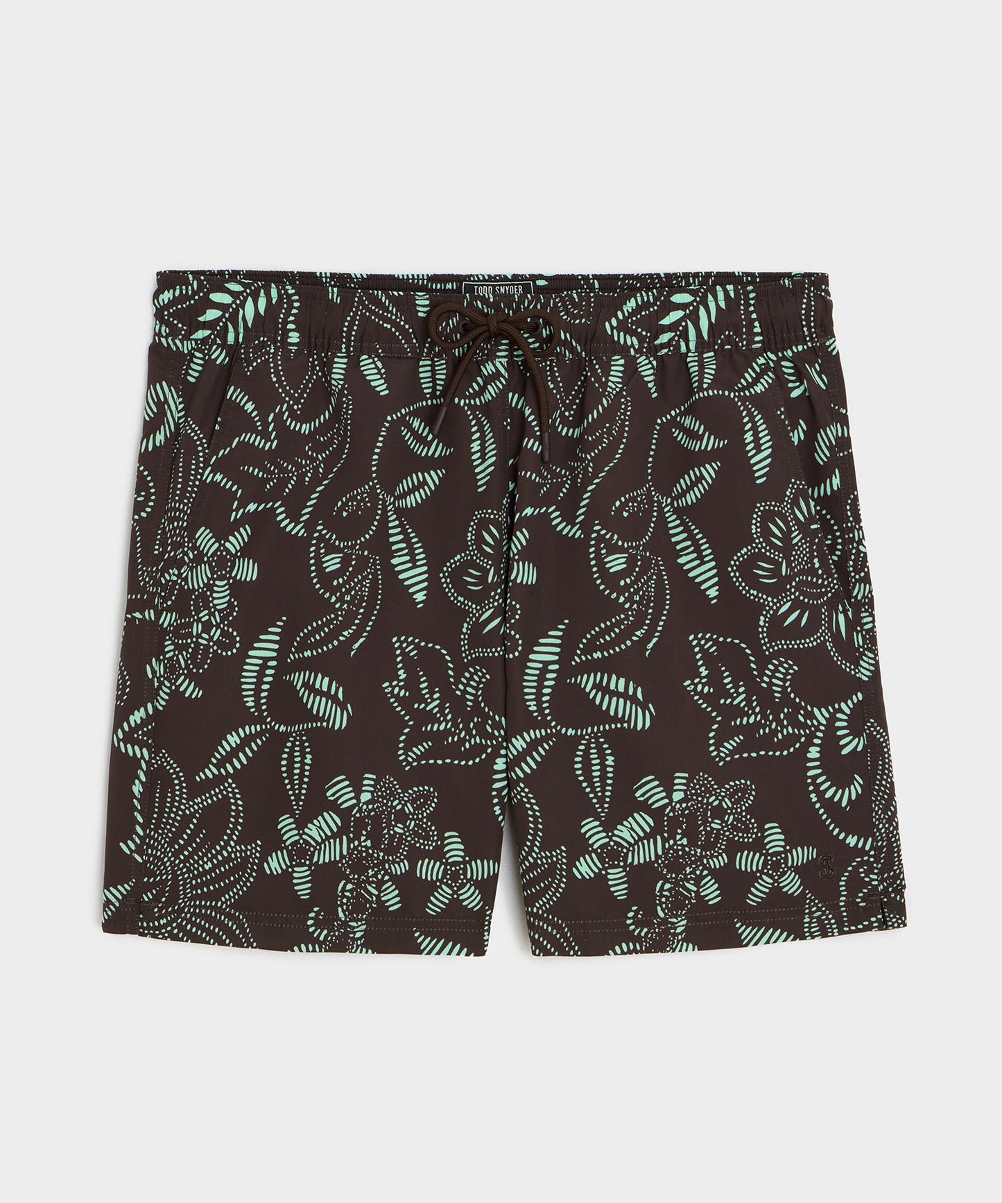 Todd Snyder 5" Montauk Swim Trunk in Brown Floral Brown