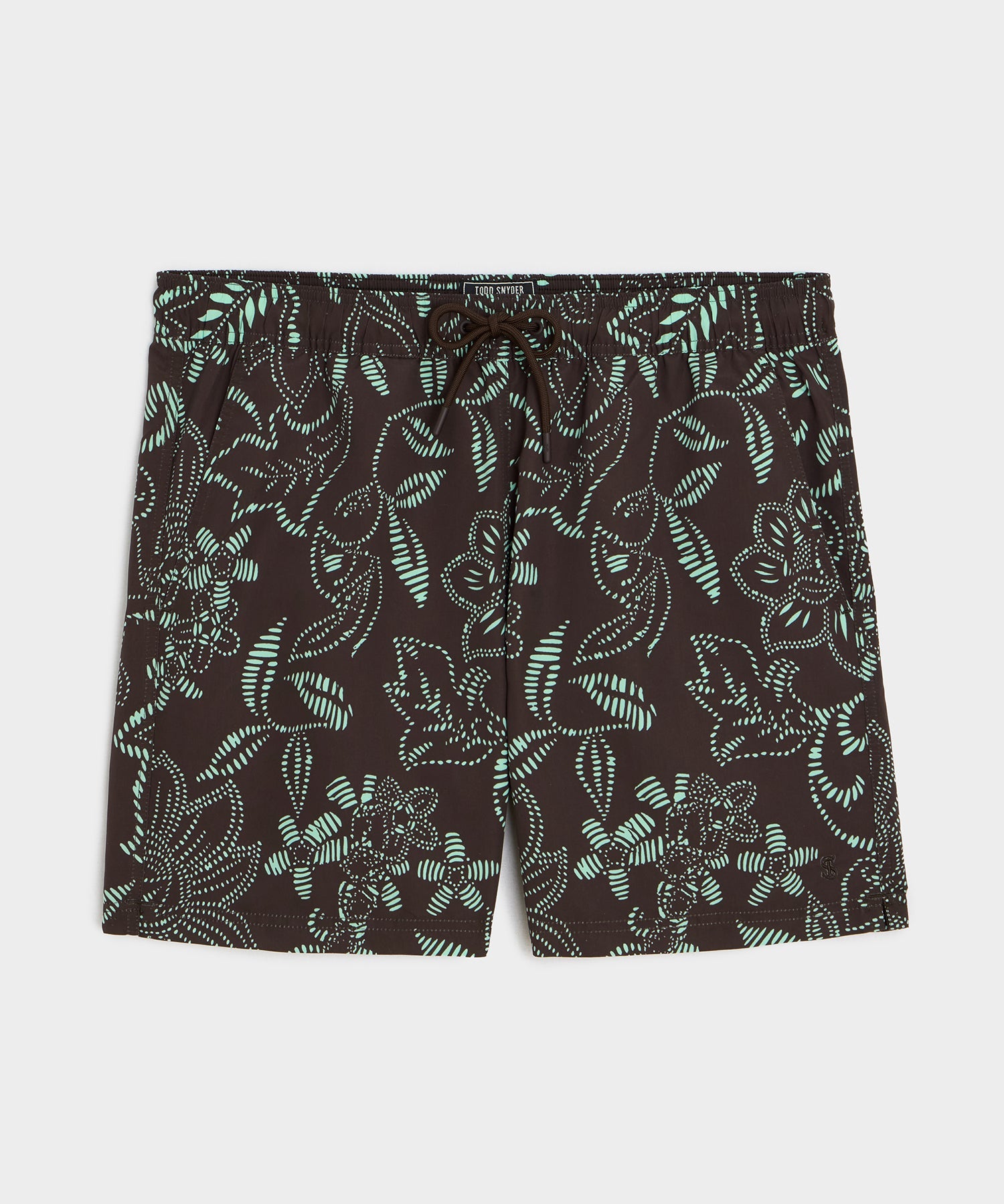 Todd Snyder 5" Montauk Swim Trunk in Brown Floral Brown
