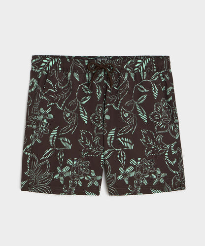 Todd Snyder 5" Montauk Swim Trunk in Brown Floral Brown