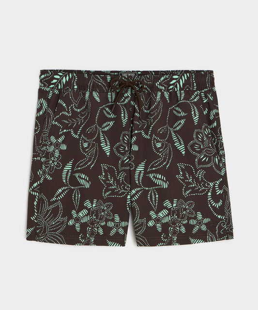 Todd Snyder 5" Montauk Swim Trunk in Brown Floral Brown