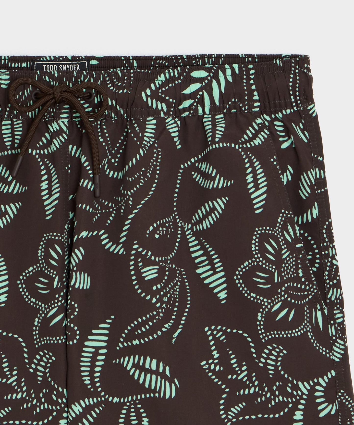 Todd Snyder 5" Montauk Swim Trunk in Brown Floral Brown