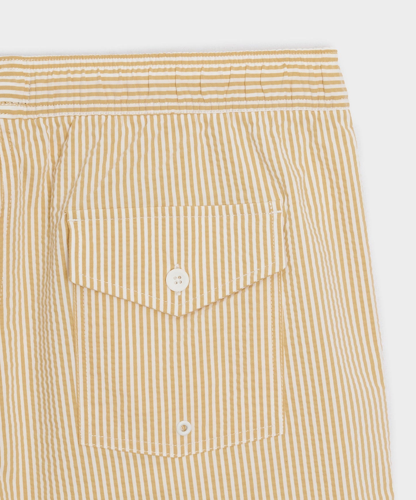 Todd Snyder 5" Seersucker Montauk Swim Trunk in Yellow Stripe Yellow
