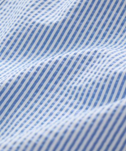 Todd Snyder 5" Seersucker Montauk Swim Trunk in Light Blue Stripe Light Blue