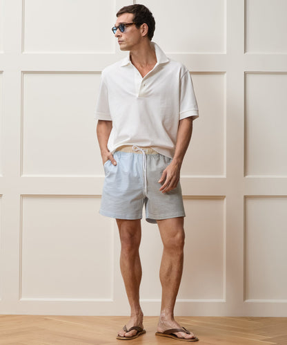Todd Snyder 5" Seersucker Montauk Swim Trunk in Multi Stripe Multi