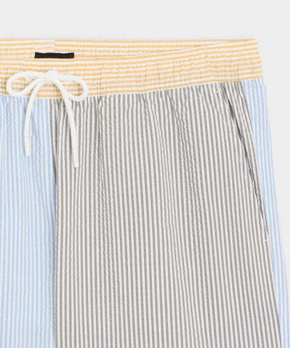 Todd Snyder 5" Seersucker Montauk Swim Trunk in Multi Stripe Multi