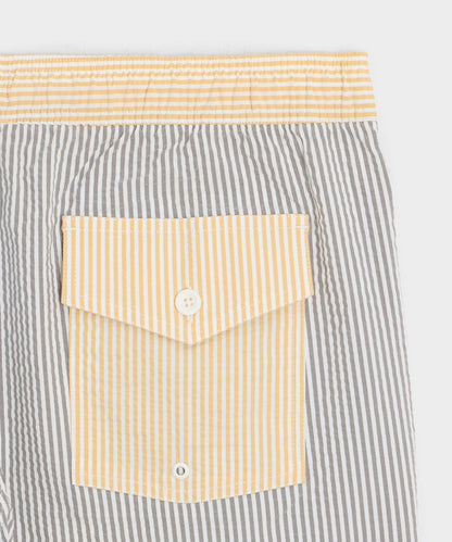 Todd Snyder 5" Seersucker Montauk Swim Trunk in Multi Stripe Multi