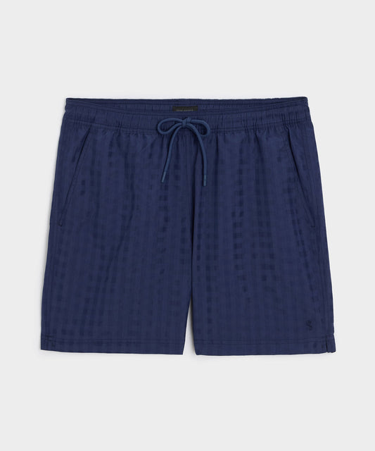 Todd Snyder 5" Seersucker Montauk Swim Trunk in Navy Navy