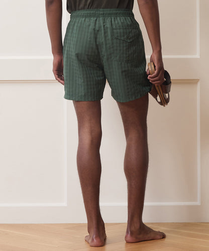 Todd Snyder 5" Seersucker Montauk Swim Trunk in Olive Olive