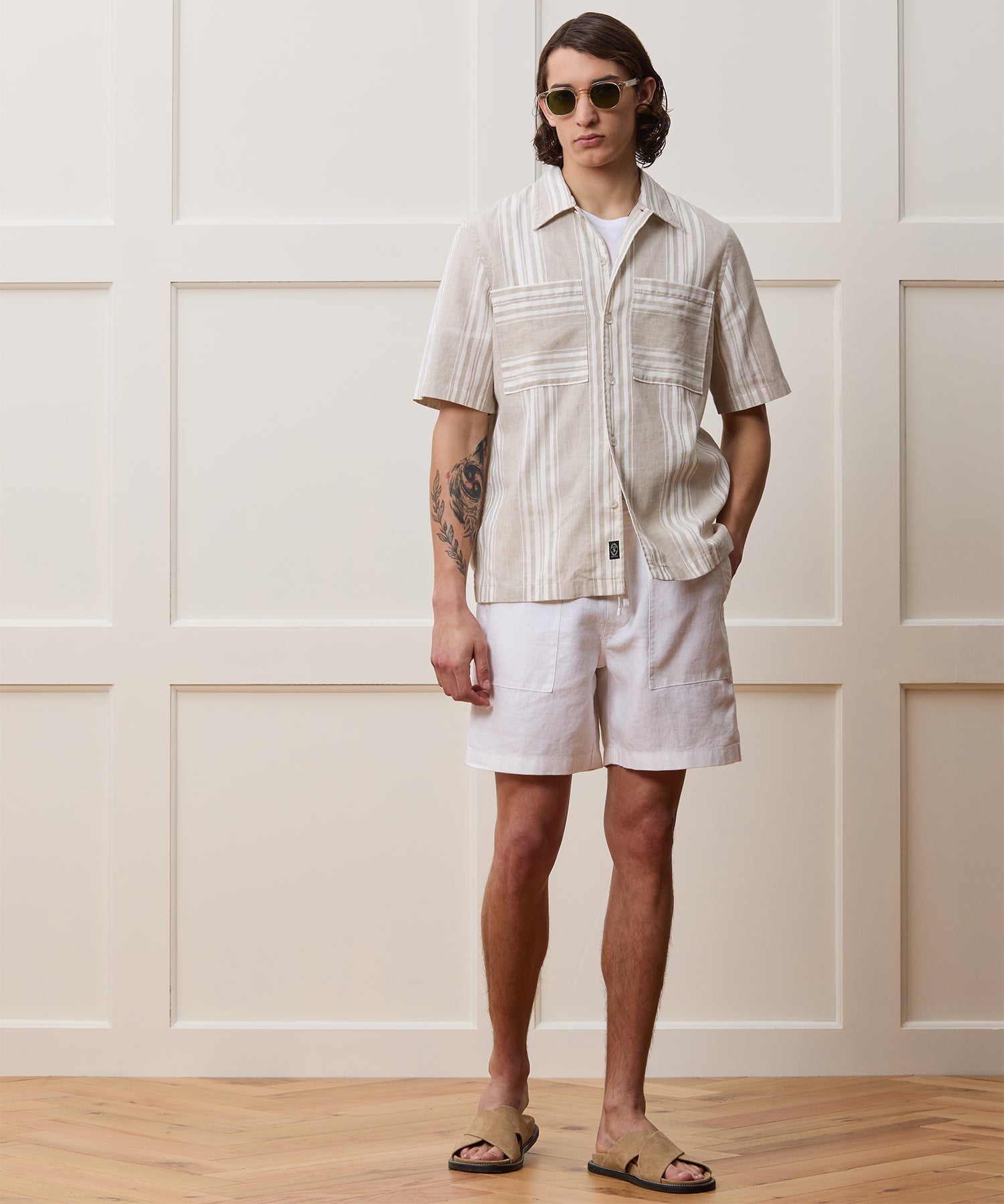 Todd Snyder 7" Linen Beach Short White