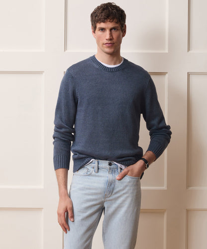 Todd Snyder Linen Crewneck Sweater in Navy Navy
