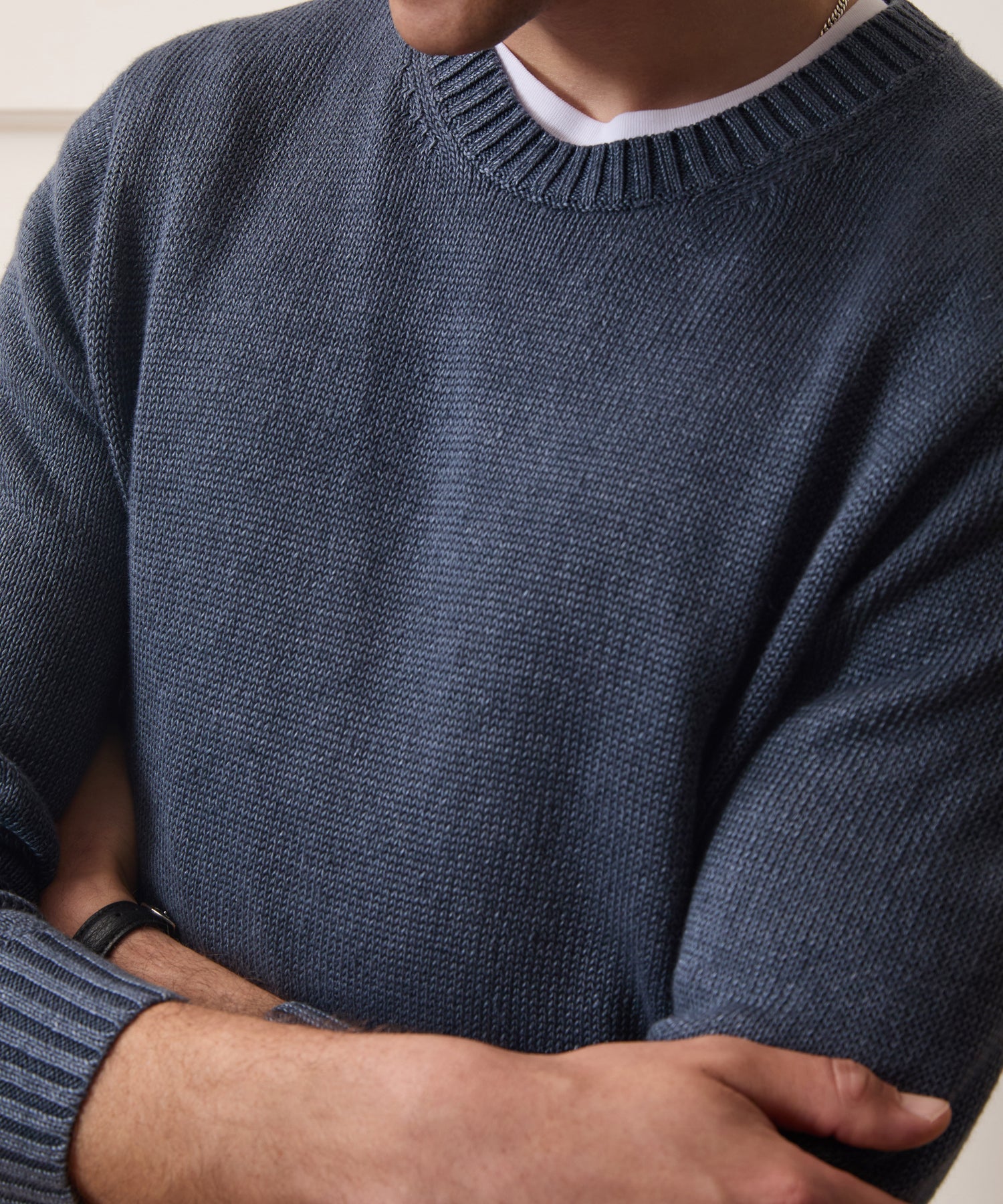 Todd Snyder Linen Crewneck Sweater in Navy Navy
